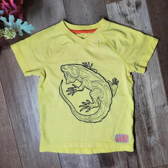 Cat & Jack Yellow Toddler Boy V-Neck Lizard King T-Shirt Size 3T NWOT - Picture 1 of 11